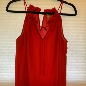 Ruffle collar cremieux red tank